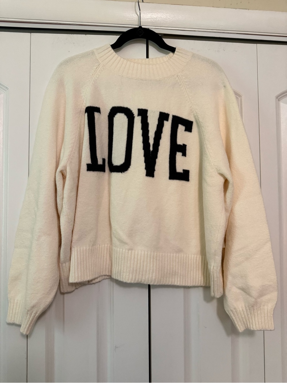 Cream "LOVE" Crewneck Sweater - Old Navy